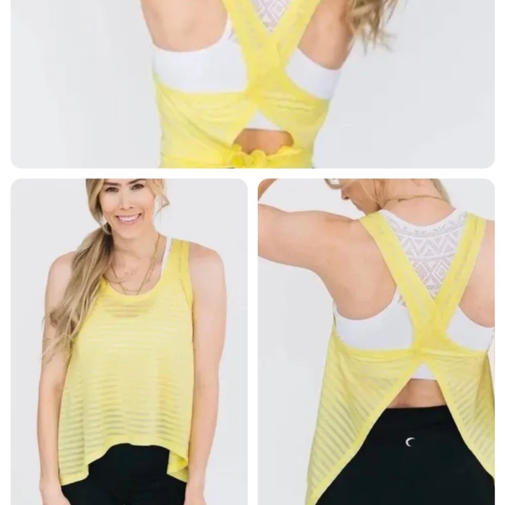 Zyia Nimbus Lemon Split Black Tank top shirt women sz M Y1